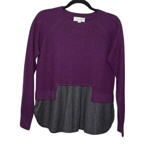 Carven Purple Gray Wool Sweater Women Size Medium Buttons‎